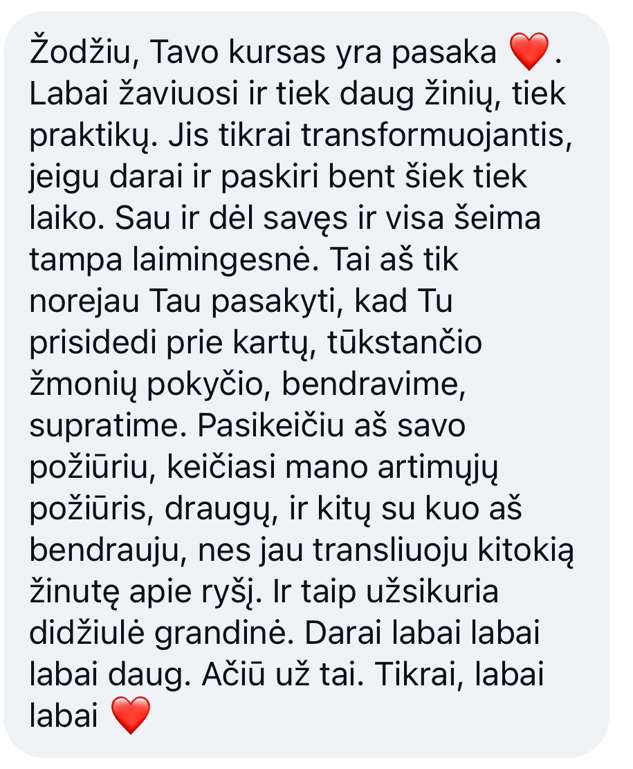 Programos dalyvės atsiliepimas