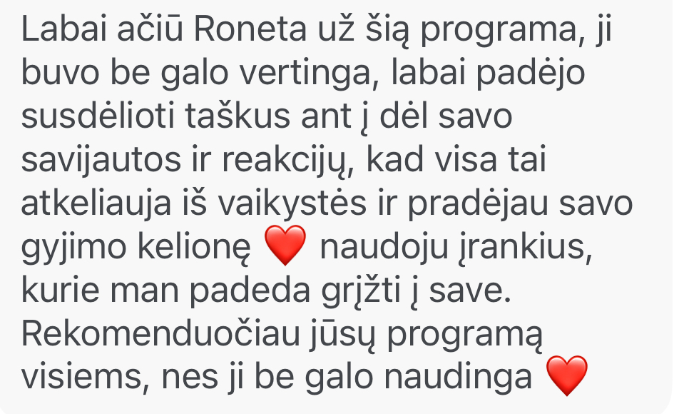 Programos dalyvės atsiliepimas